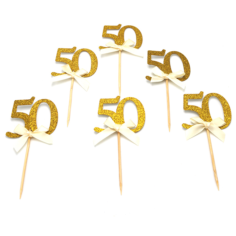 6 קיסמי גיל 50 גליטר זהב
