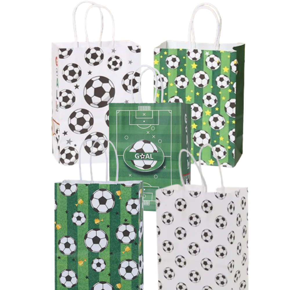 6 שקיות נייר מיקס כדורגל 21X15X8 ס”מ