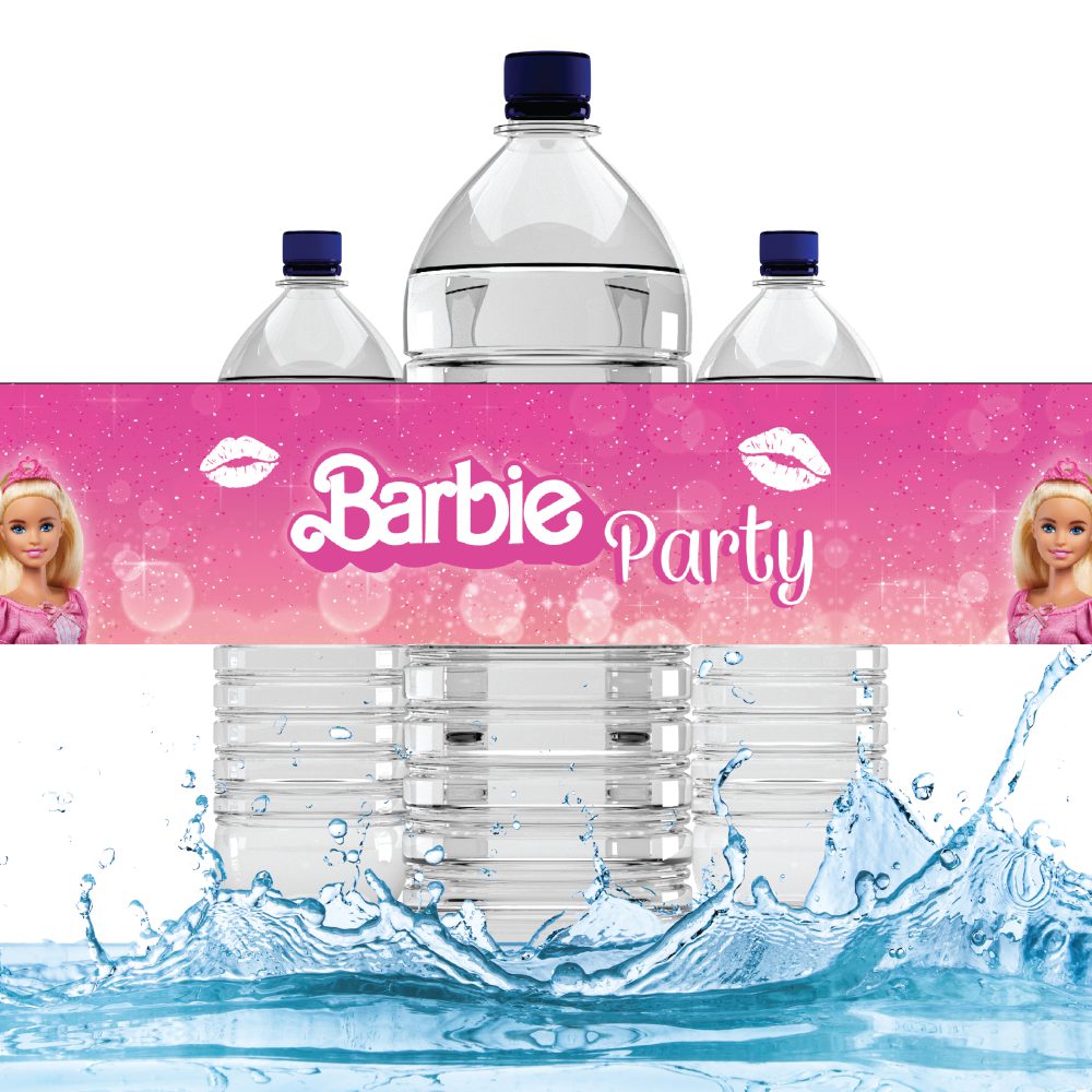 6 מדבקות לבקבוקים מסיבת ברבי