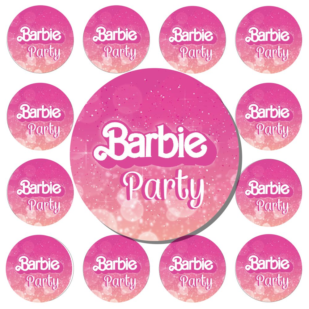 24 מדבקות עגולות-מסיבת ברבי