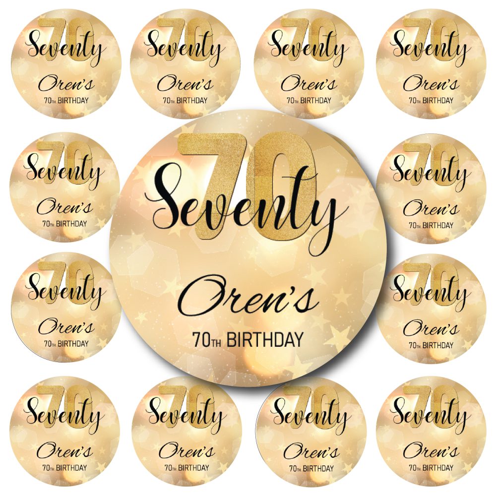 24 מדבקות יום הולדת 70 כוכבים