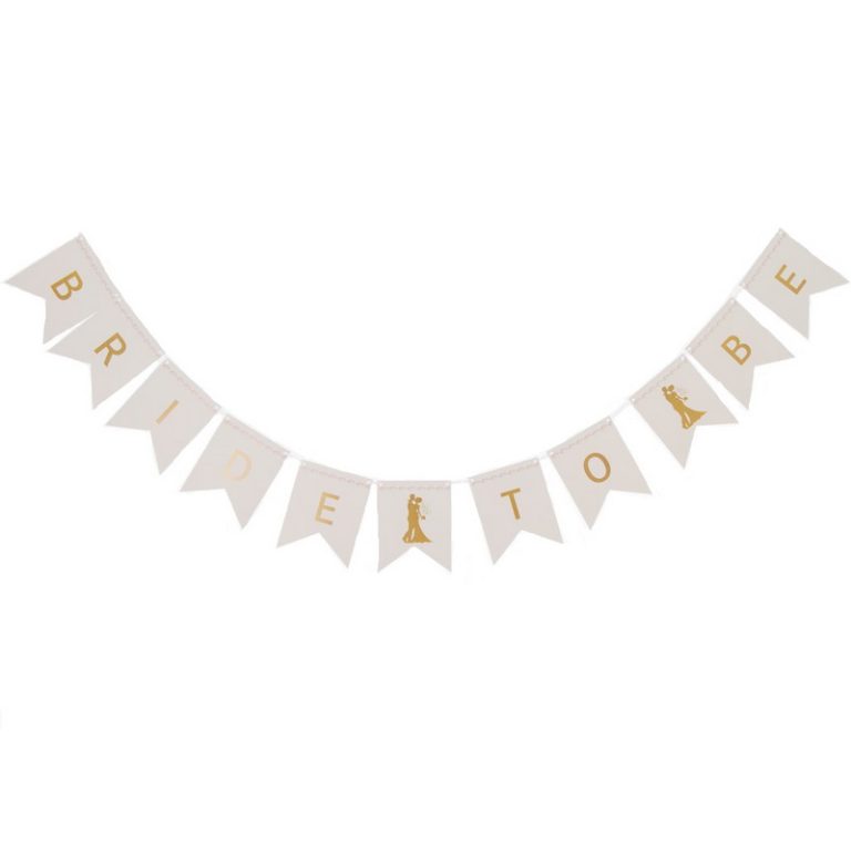 שרשרת דגלים BRIDE TO BE בגווני זהב, לבן ורוד