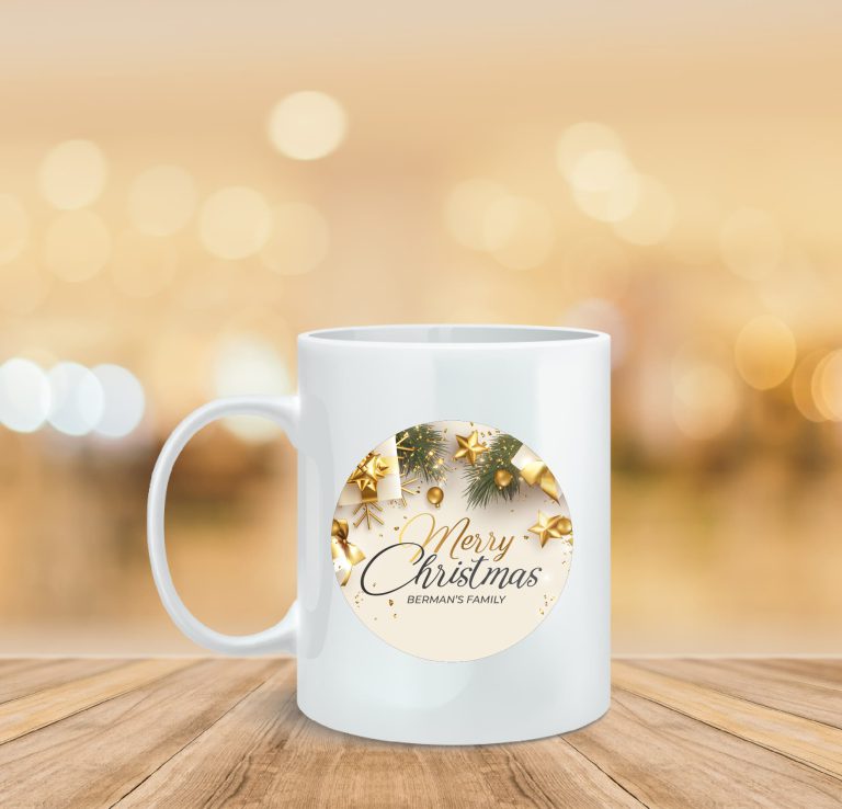 ספל מודפס כריסמס בזהב