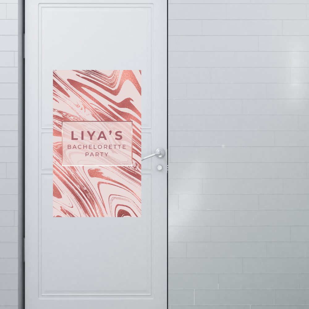 שלט כניסה ממותג | מסיבת רווקות רוז גולד