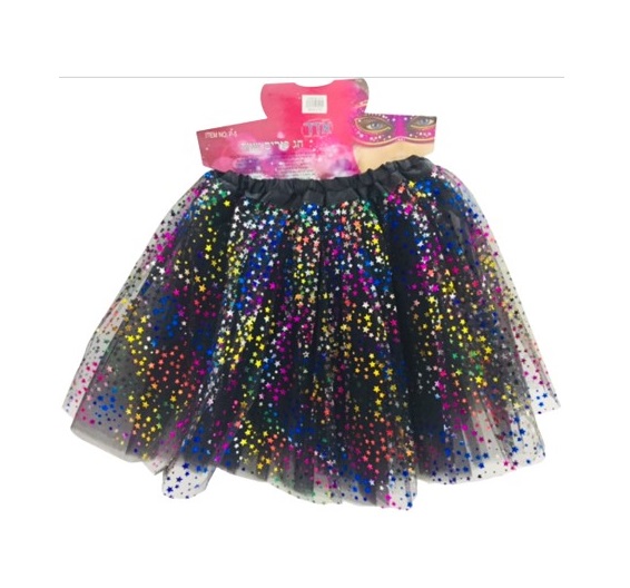 חצאית טוטו שחורה עם כוכבים צבעוניים 40 ס”מ