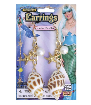 זוג עגילי צדפים לבת הים