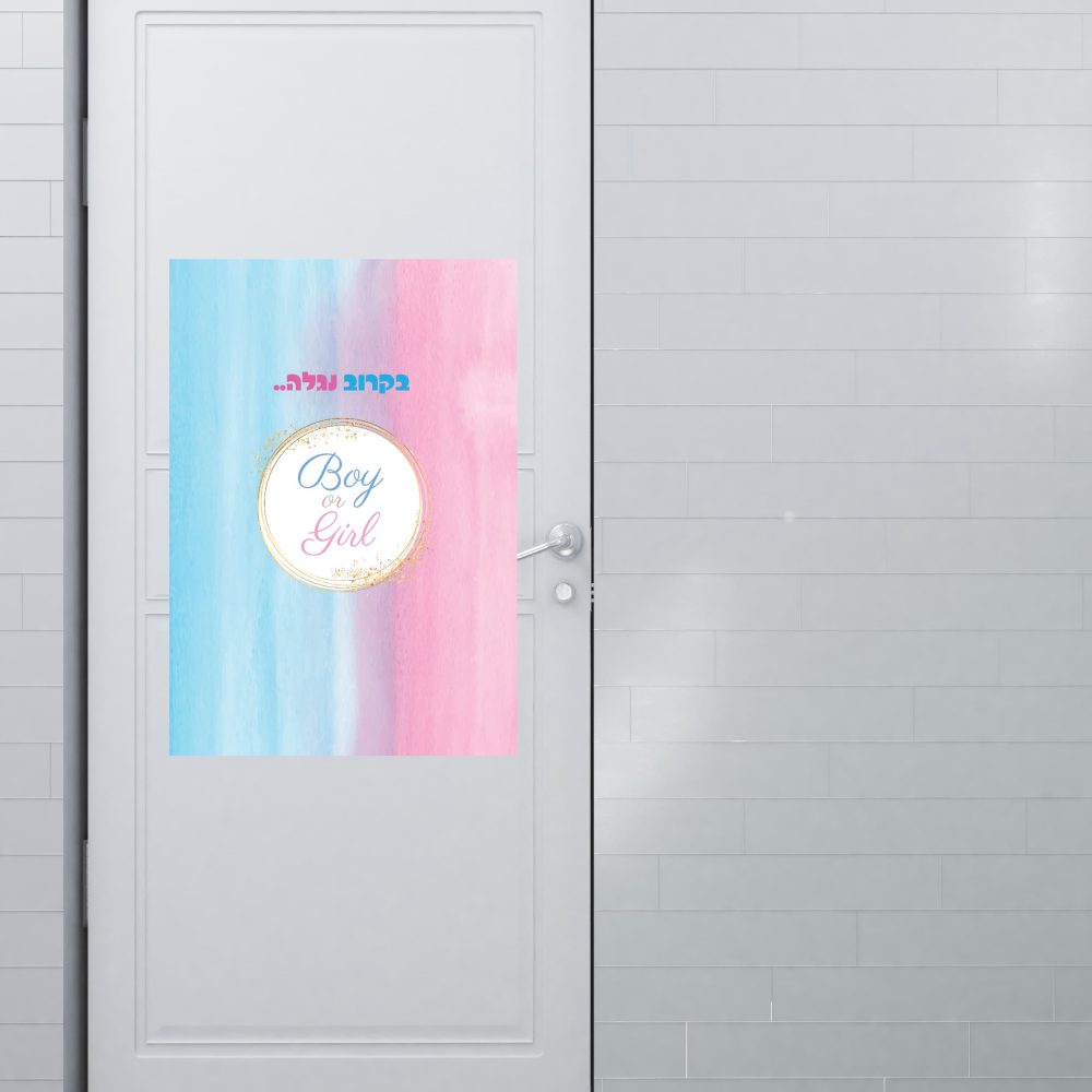 שלט כניסה ממותג | גילוי מין העובר צבעי מים