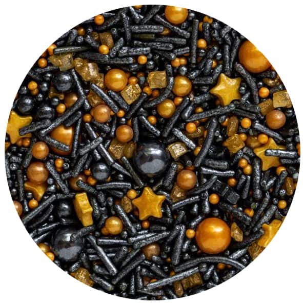 סוכריות קישוט קונפטימיקס שחור זהב 65 גרם