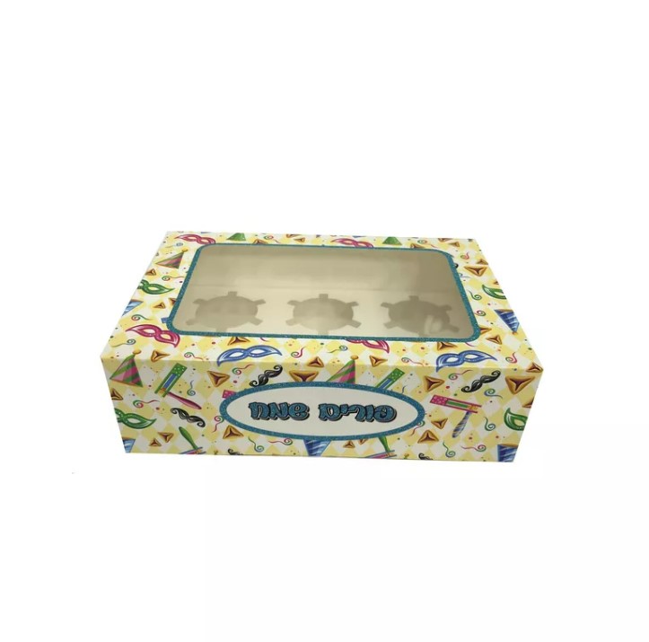 קופסא לאריזת 6 קאפקייקס פורם שמח קרם