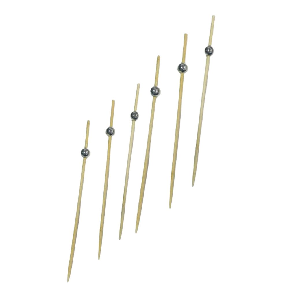 24 קיסמי במבוק עם חרוז כסף