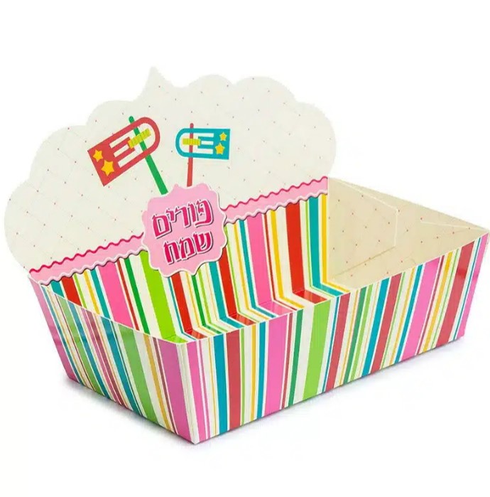 מגש עם גב | פורים שמח ברקוד | 30/18/8 ס”מ