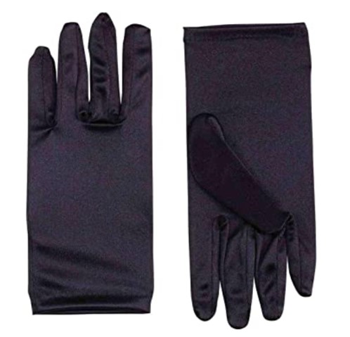 זוג כפפות שחורות חלקות קצרות לפורים