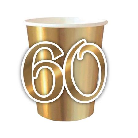 6 כוסות מספר צורני | יום הולדת 60