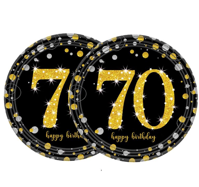 8 צלחות קטנות יום הולדת 70