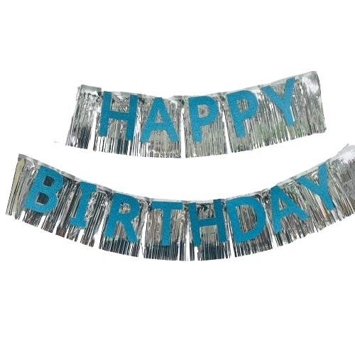 שרשרת טאסלים HB | כסף תכלת גליטר