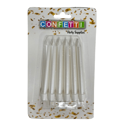 6 נרות יום הולדת מטאליים | לבן