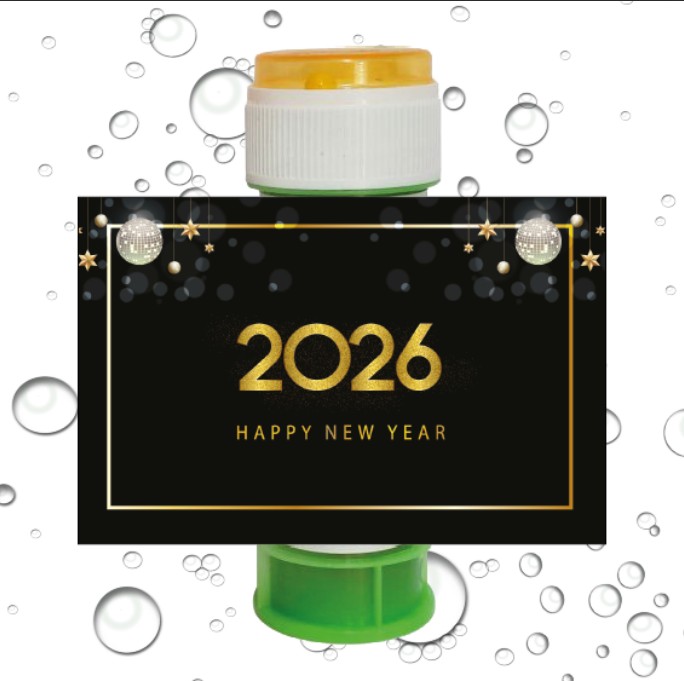 6 מדבקות לבועות סבון סילבסטר 2026 דיסקו