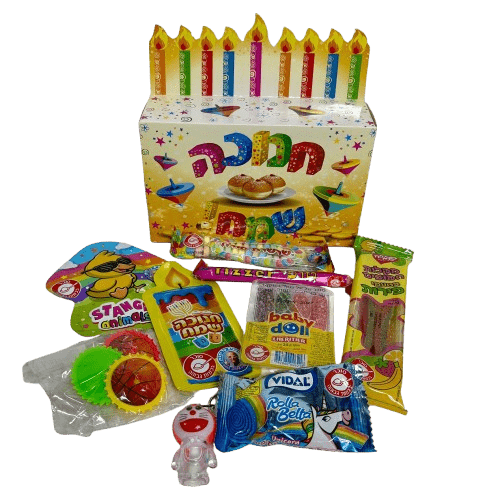 מארז מתוק לחנוכה | אריזת חנוכיה צבעונית