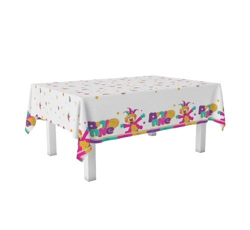 מפת שולחן פורים שמח ליצן צבעוני זהב