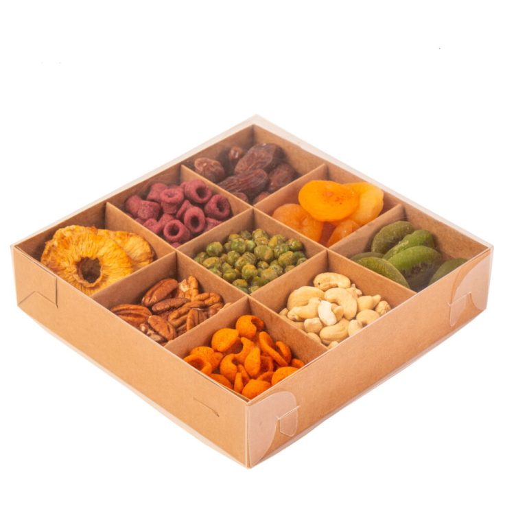 קופסת קרטון תחתית לבנה מחולקת ל-9 תאים