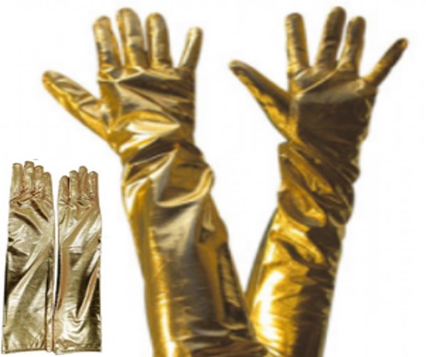 זוג כפפות ארוכות בצבע זהב לפורים