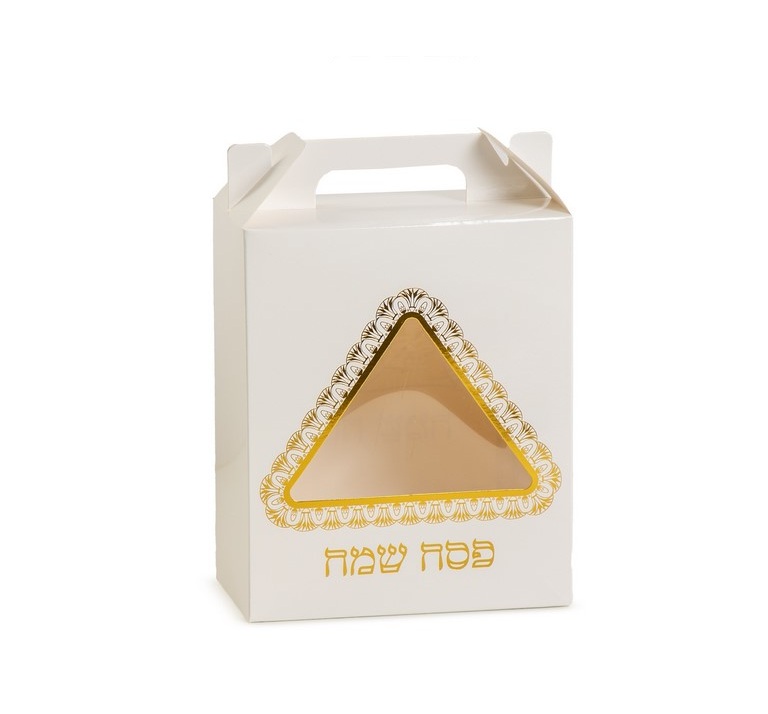 קופסא עם חלון פסח שמח זהב | 18/15/8 ס”מ