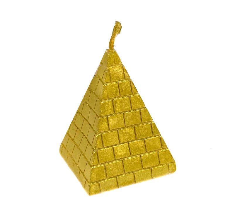 נר דקורטיבי בצורת פירמידה זהב