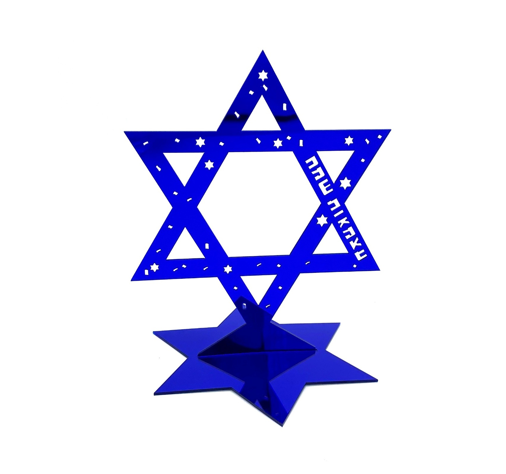 מרכז שולחן אקרילי בצורת מגן דוד כחול