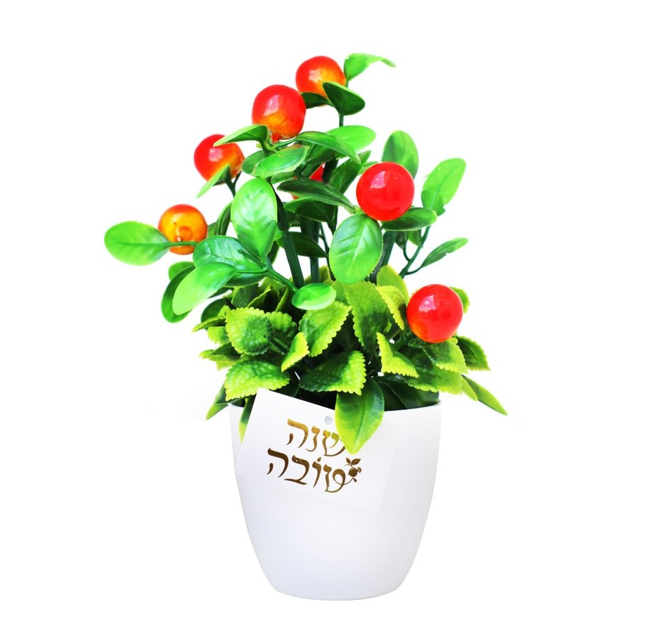 עציץ תפוחים+כרטיס שנה טובה זהב