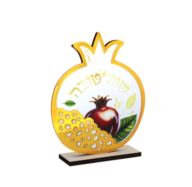 מרכז שולחן עץ+אקרילי בצורת רימון