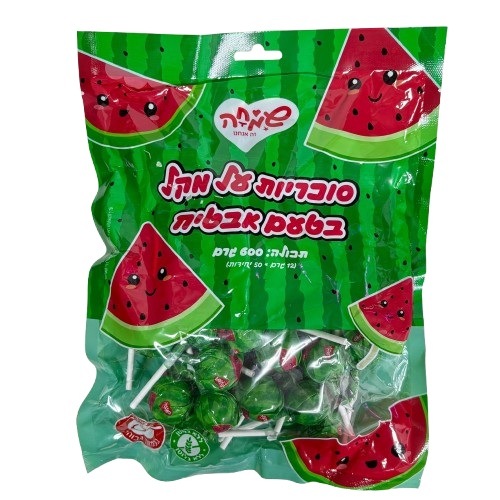 50 סוכריות על מקל אבטיח | 600 גרם