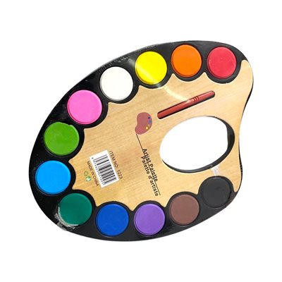 מגש צייר עם פלטת צבעי מים