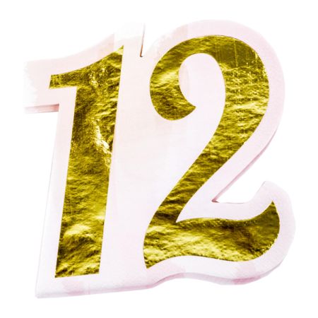 16 מפיות צורניות 12 ורוד זהב