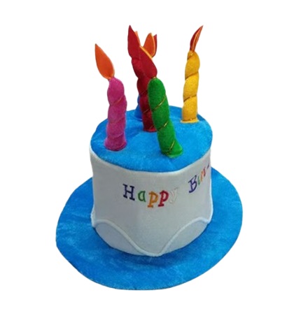 כובע עוגת יום הולדת עם נרות | כחול