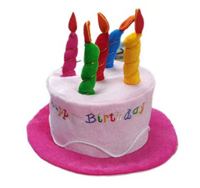 כובע עוגת יום הולדת עם נרות | ורוד