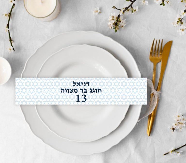 12 חבקי צלחות ממותגים | בר מצווה כחול לבן