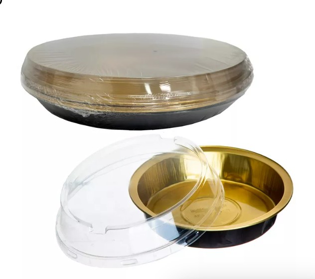 3 תבניות אלומניום שחור זהב+מכסה | 900 מ”ל