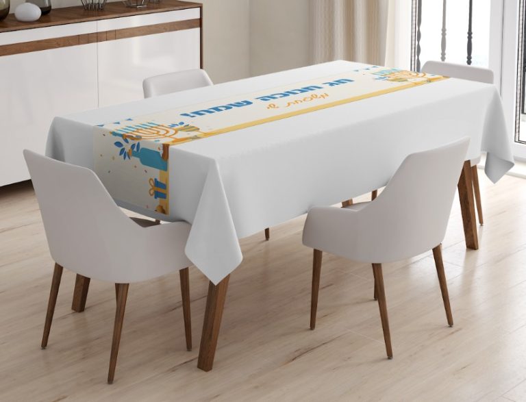 ראנר מודפס חנוכה כתום כחול