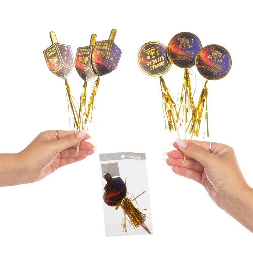 6 קיסמי חנוכה שמח עם הטבעת זהב