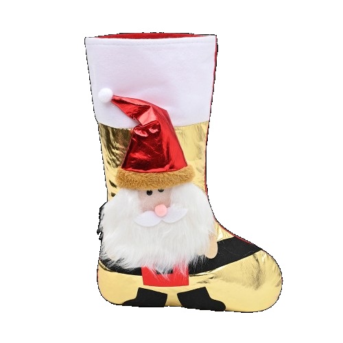 גרב חג מולד סנטה זהב מבריק לתליה