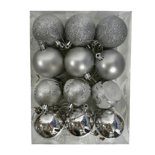 24 כדורים גדולים לקישוט | גווני כסף