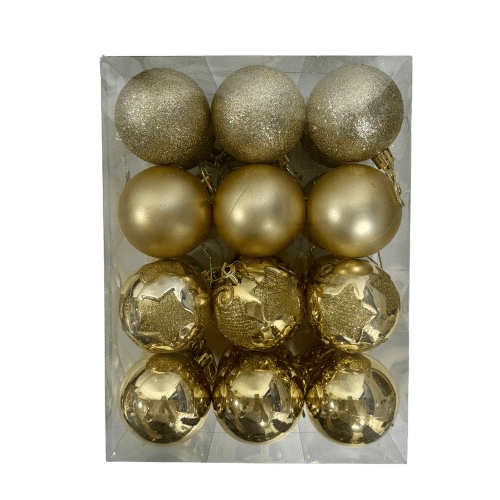 24 כדורים גדולים לקישוט | גווני זהב