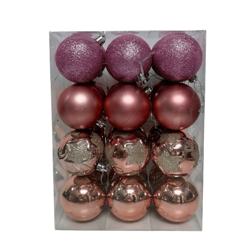 24 כדורים גדולים לקישוט | ורוד רוז גולד