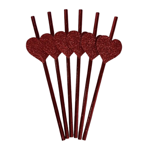 6 קשי לב אדום גליטר