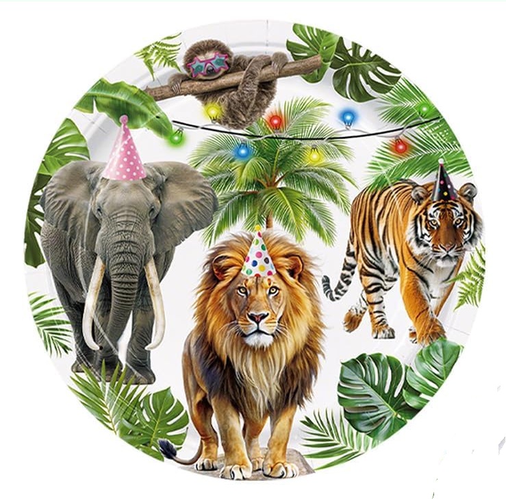 10 צלחות גדולות חיות ג’ונגל חוגגות