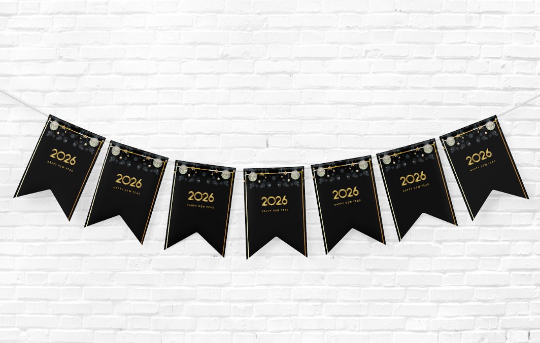 דגלונים ממותגים | סילבסטר 2026 דיסקו