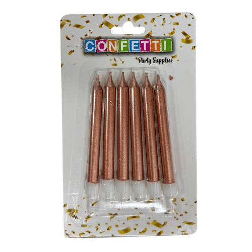 6 נרות יום הולדת מטאליים | רוז גולד