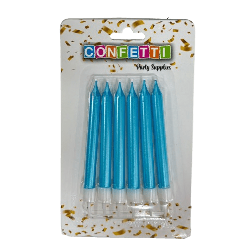 6 נרות יום הולדת מטאליים | תכלת