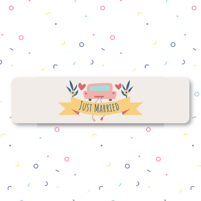 לוחית רישוי ממותגת | just married פסטל