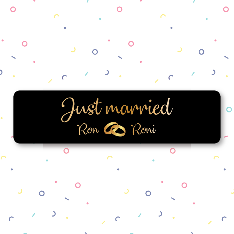 לוחית רישוי ממותגת | just married טבעות